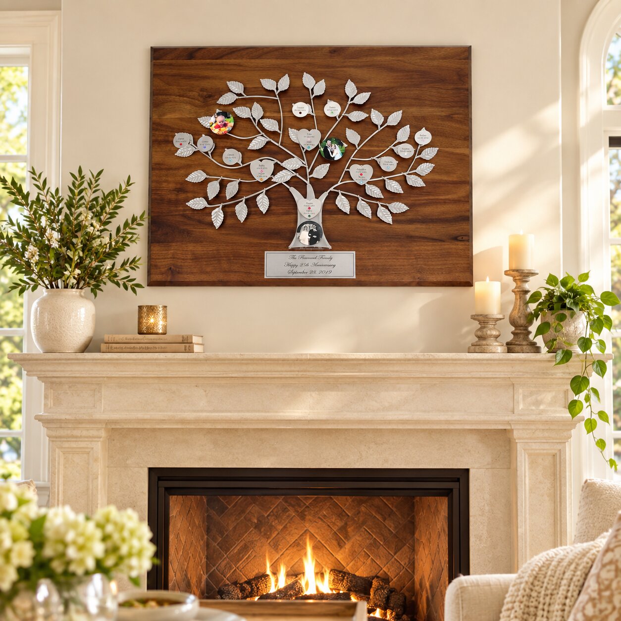Personalized Silver Family Tree 25th Anniversary Plaque